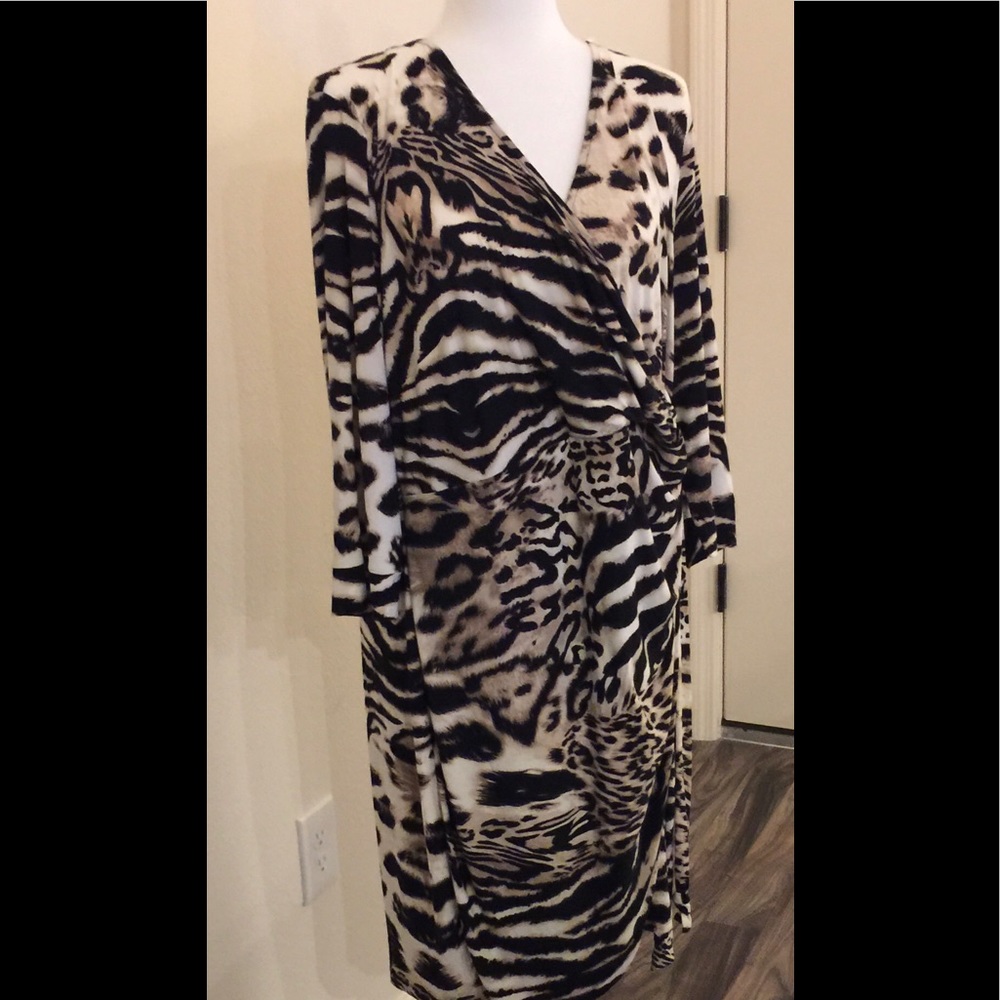 INC Tiger Print Faux Wrap Woman’s Dress